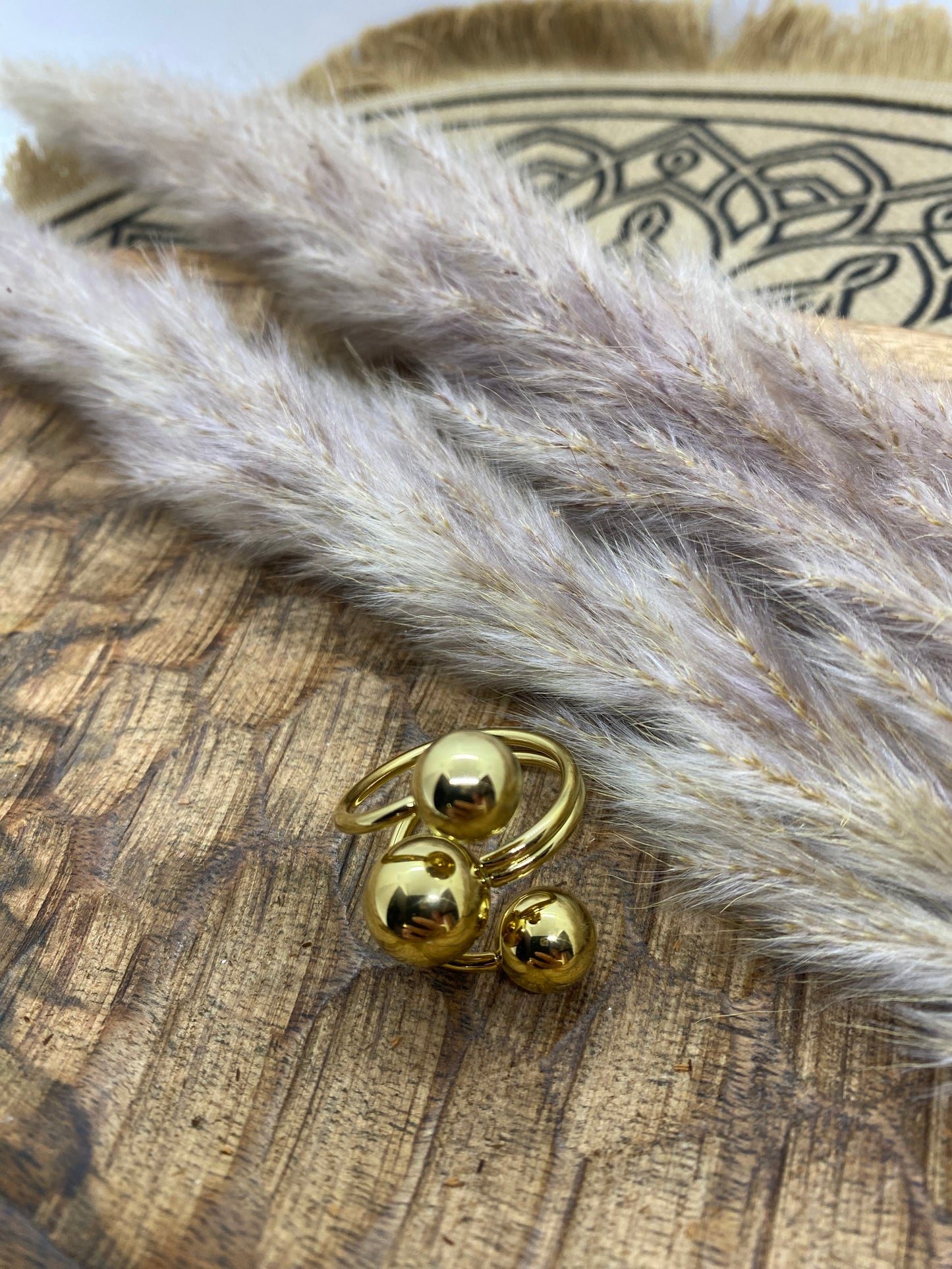 BAGUE LARGE CIRIELLA 3RANGS AVEC 3 BOULES ACIER INOXYDABLE