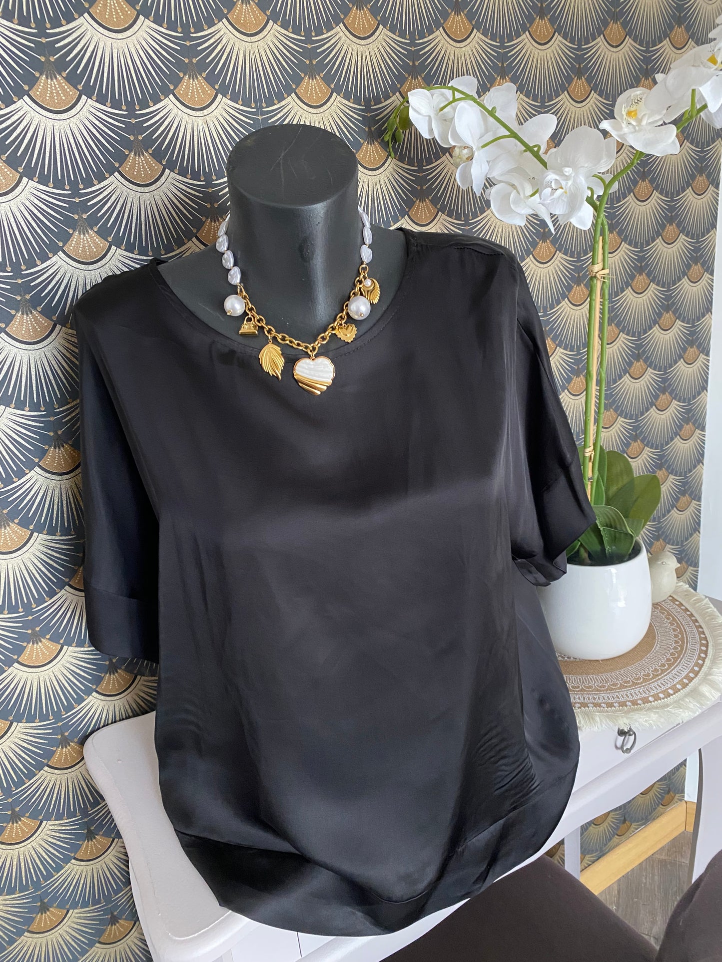 TOP SATIN MELINDA NOIR 36/44
