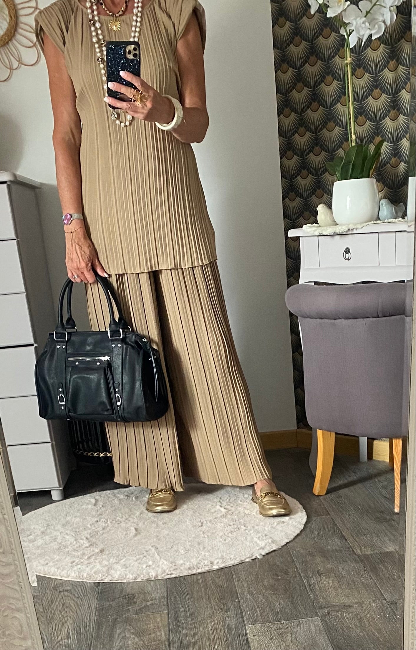 ENSEMBLE PANTALON PLISSE CAMEL TU 36/48