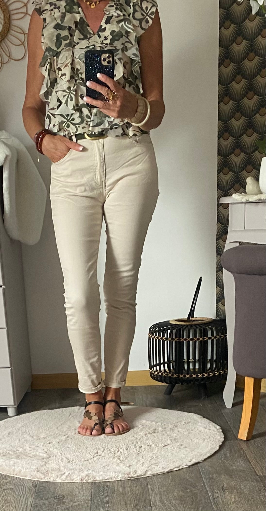 TOP FROUFROU ECRU CHOCO KAKI TU 36/40