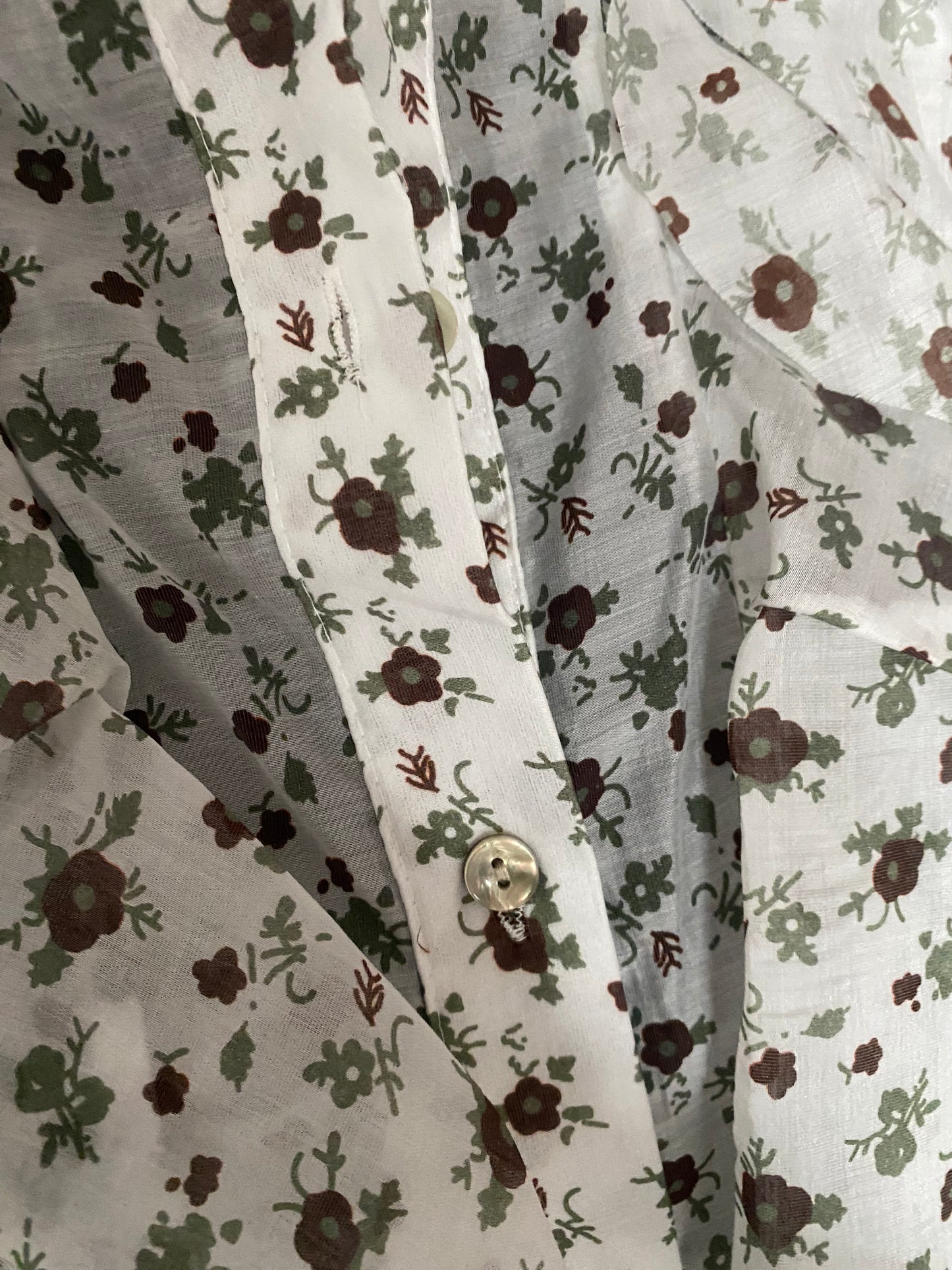 TOP FROUFROU BLANC FLEURS CHOCO ET KAKI TU 36/42