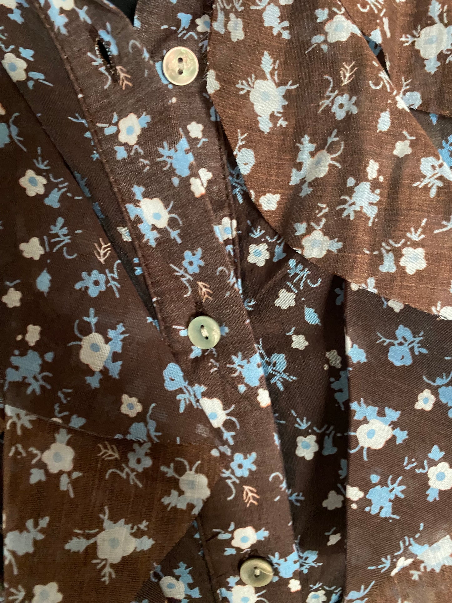 TOP FROUFROU CHOCO FLEURS BLANCHES ET BLEUES TU 36/42