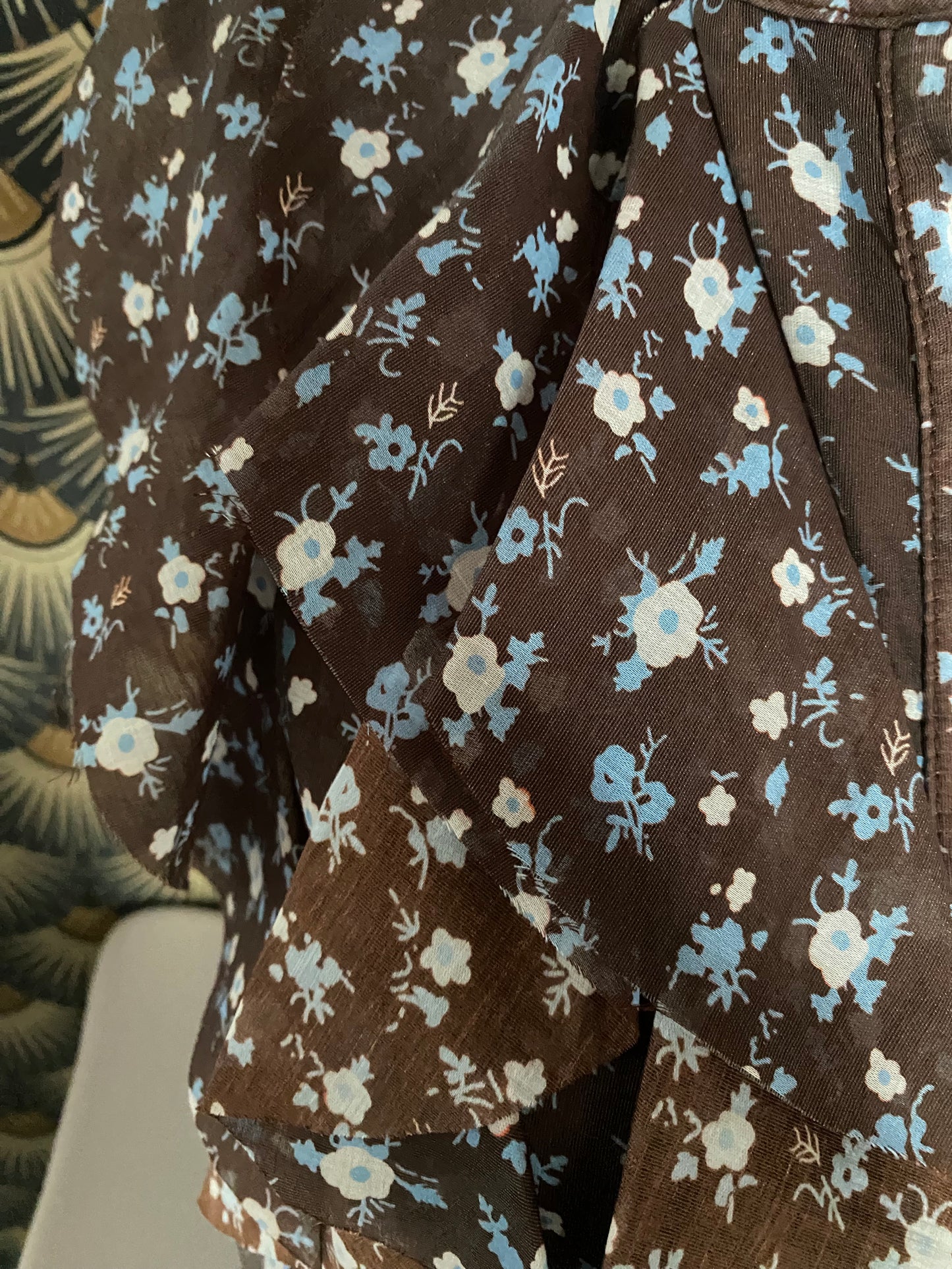 TOP FROUFROU CHOCO FLEURS BLANCHES ET BLEUES TU 36/42