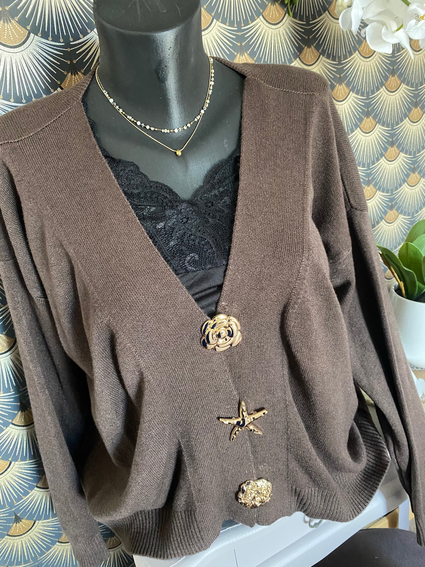 GILET ETOILE DE MER CHOCOLAT 36/44