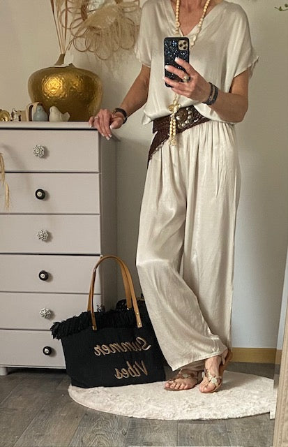 ENSEMBLE SUMMER ECRU 40/44 AVEC SOIE