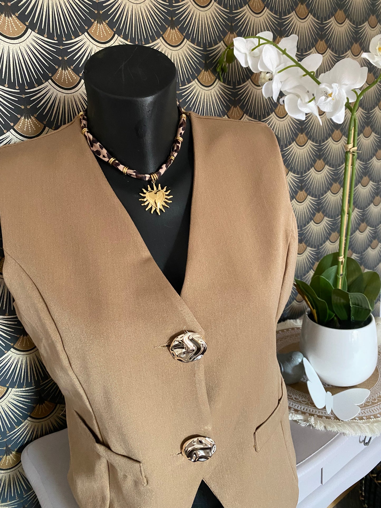 GILET BARMAN CAMEL TU 36/44