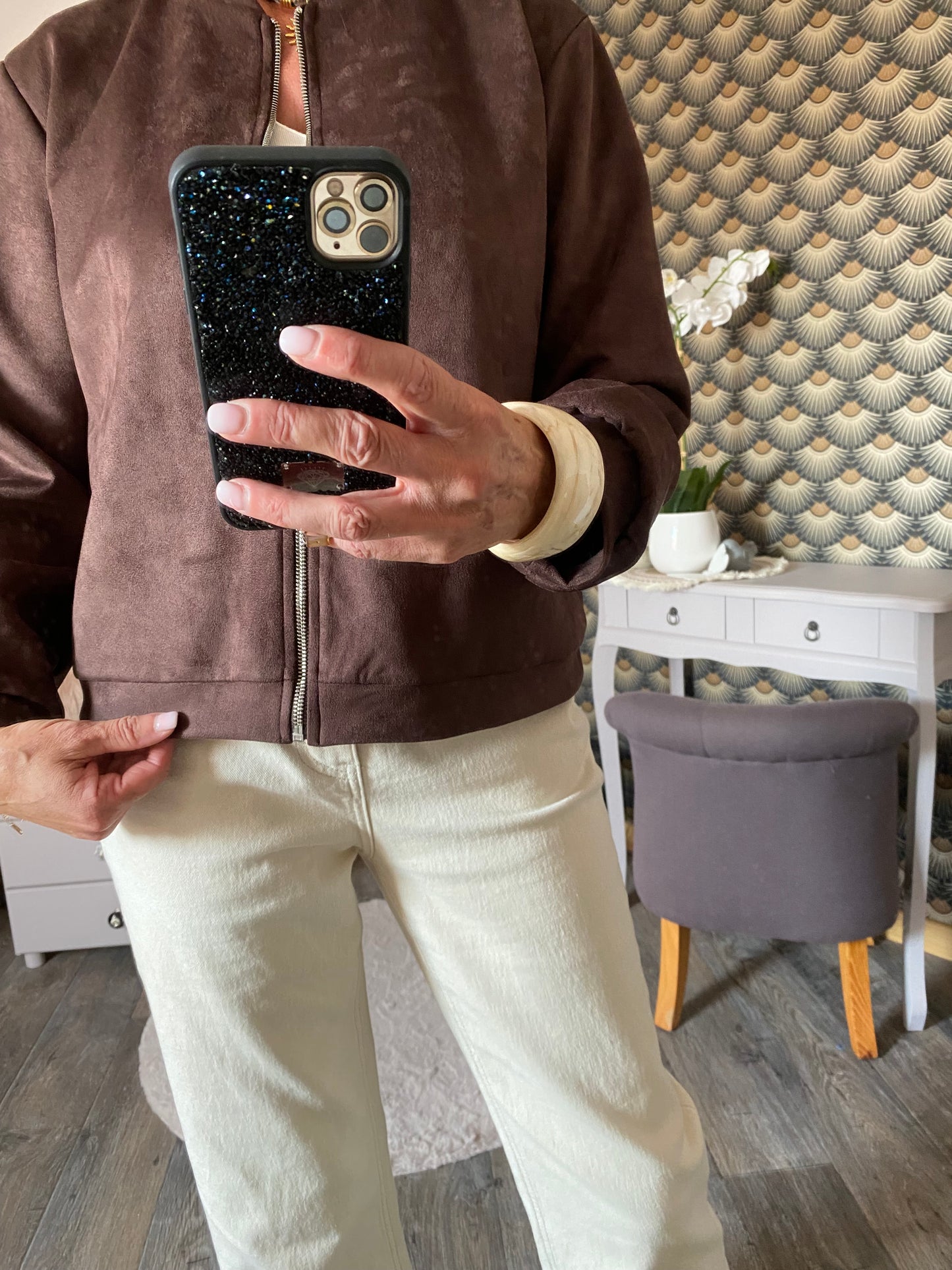 VESTE BOMBER SUEDINE CHOCO TU 34/44