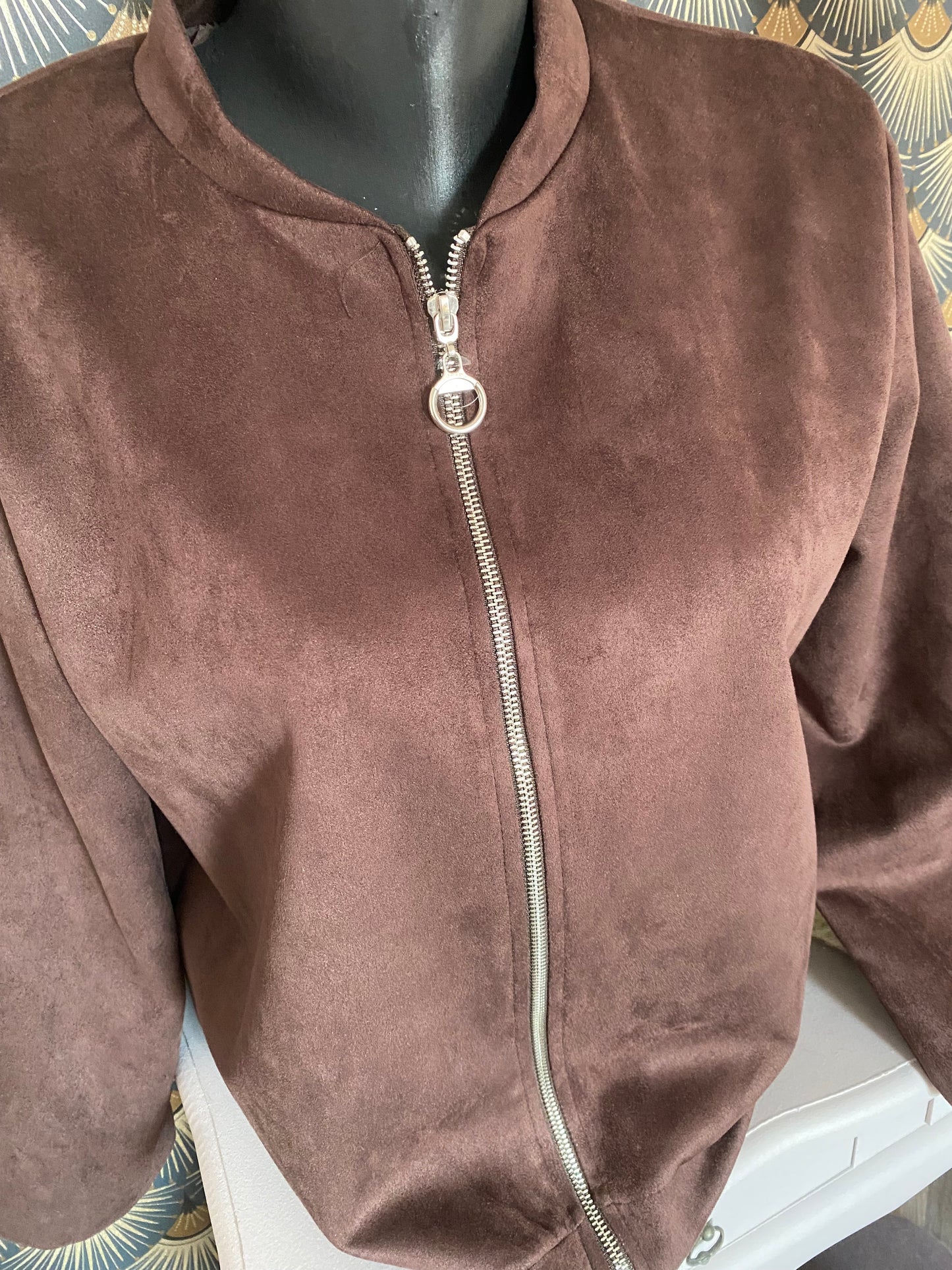 VESTE BOMBER SUEDINE CHOCO TU 34/44
