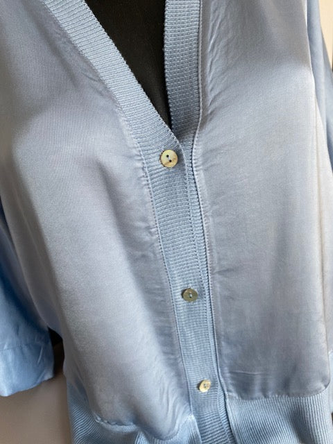 VESTE GILLETTA BLEUE SOIE TAILLE UNIQUE 40/44