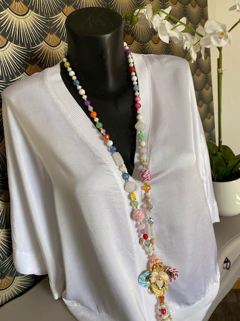 VESTE GILLETTA BLANCHE SOIE TAILLE UNIQUE 40/44