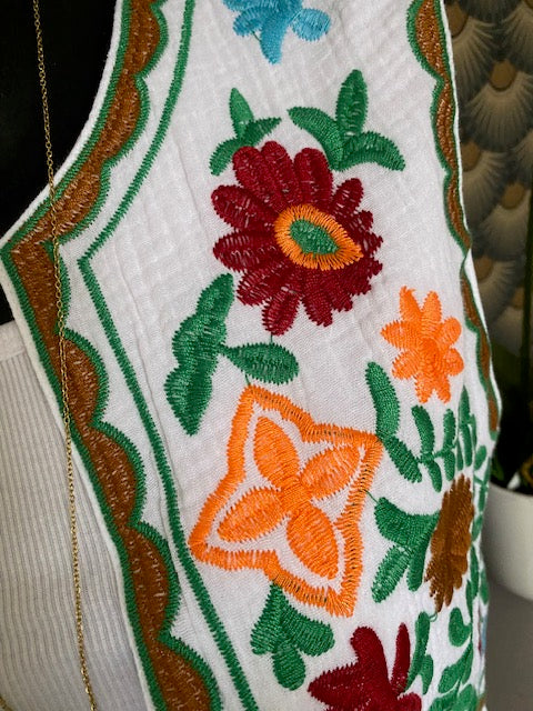 GILET BRODE BLANC VERT GUCCI 36/42 PETIT 44