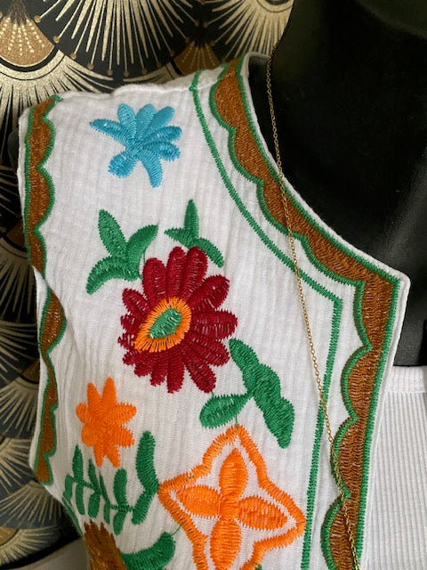 GILET BRODE BLANC VERT GUCCI 36/42 PETIT 44