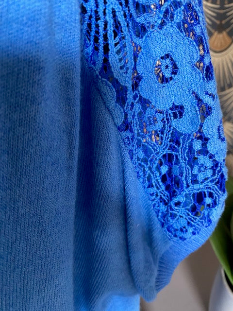 TOP DENTELLE BLEU 38/44 angora
