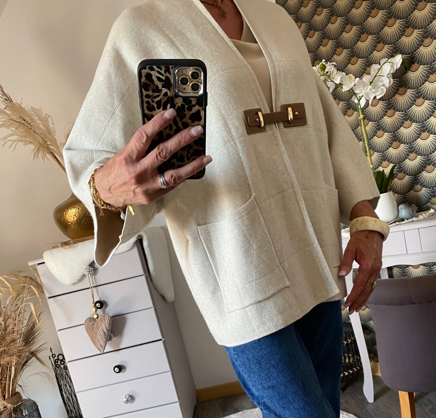 VESTE MG ECRU TU 36/44 PETIT 46