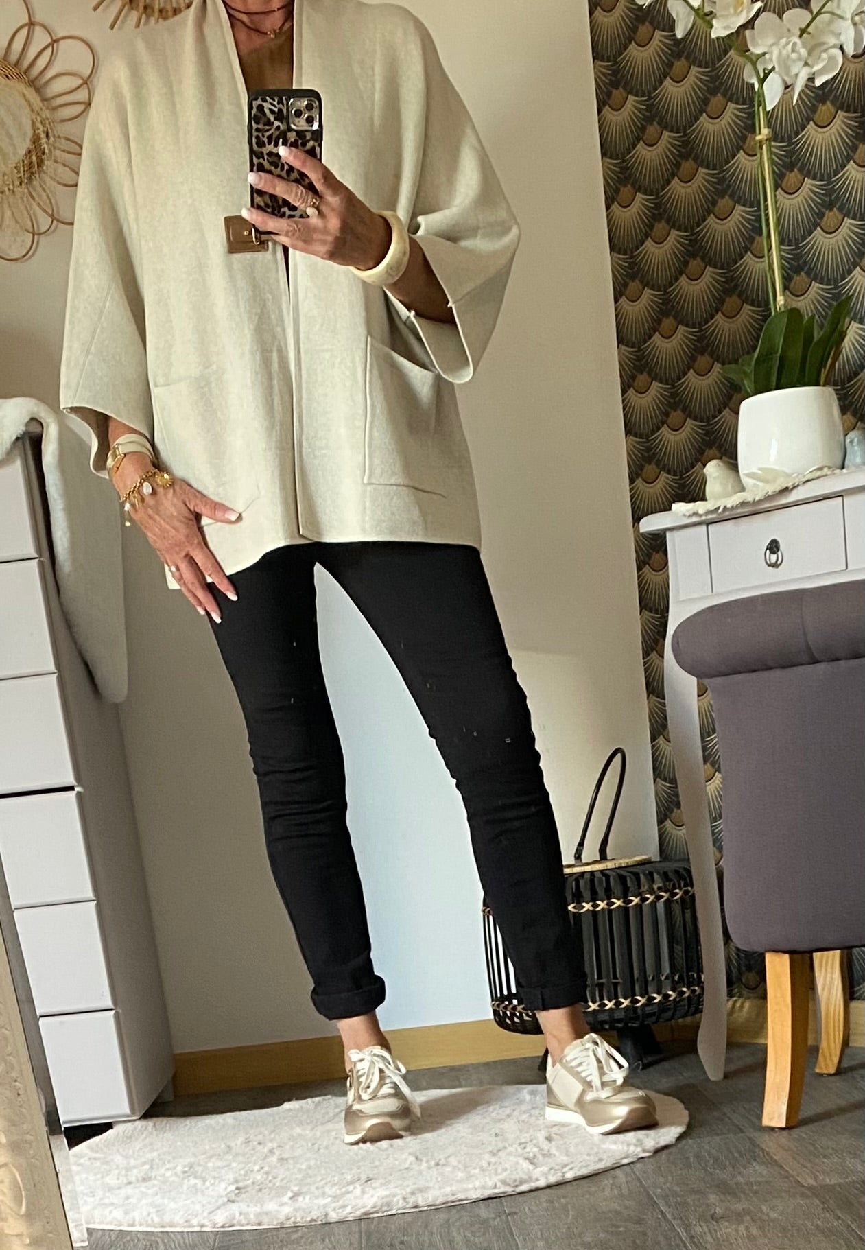 VESTE MG ECRU TU 36/44 PETIT 46
