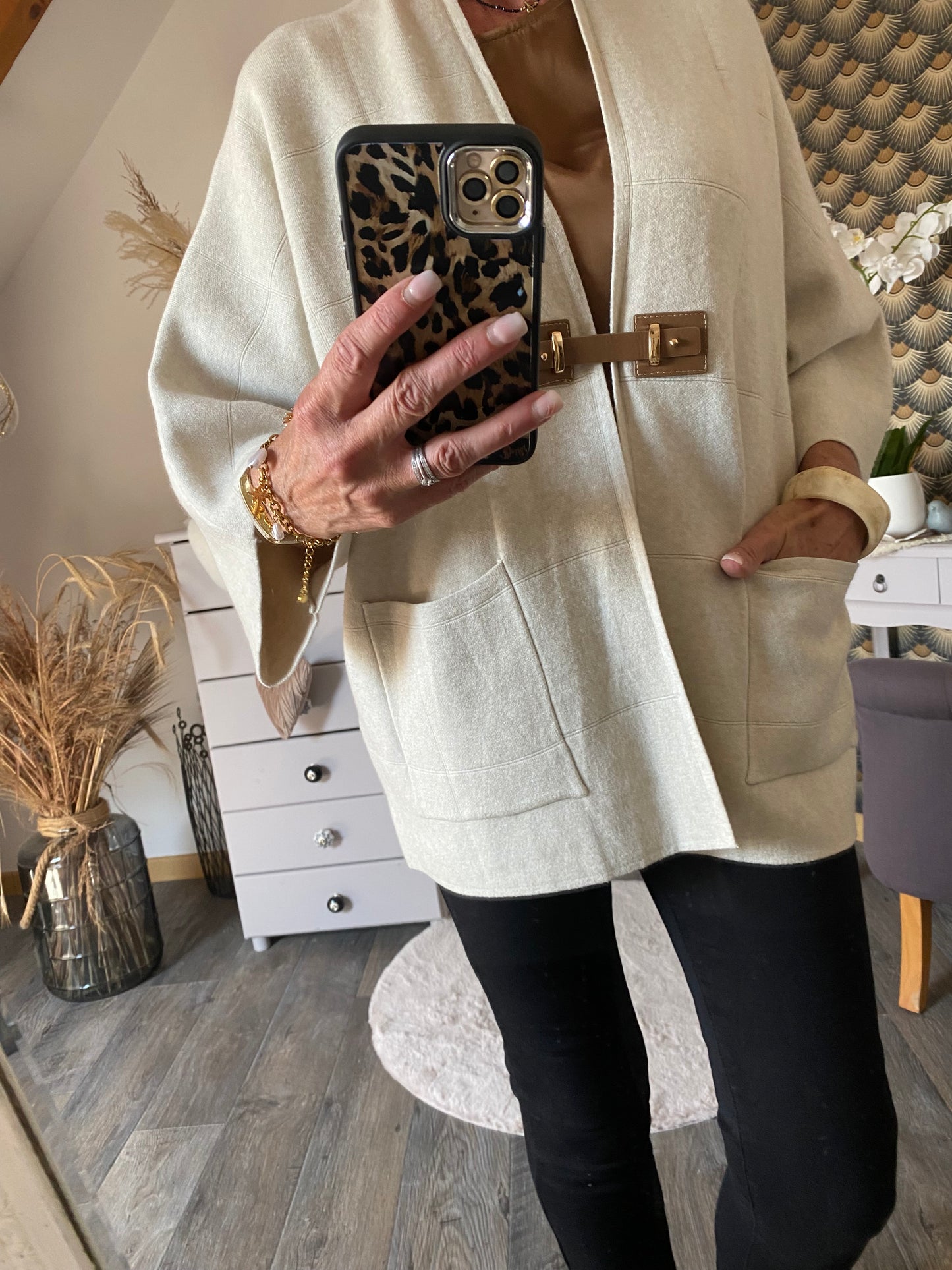 VESTE MG ECRU TU 36/44 PETIT 46