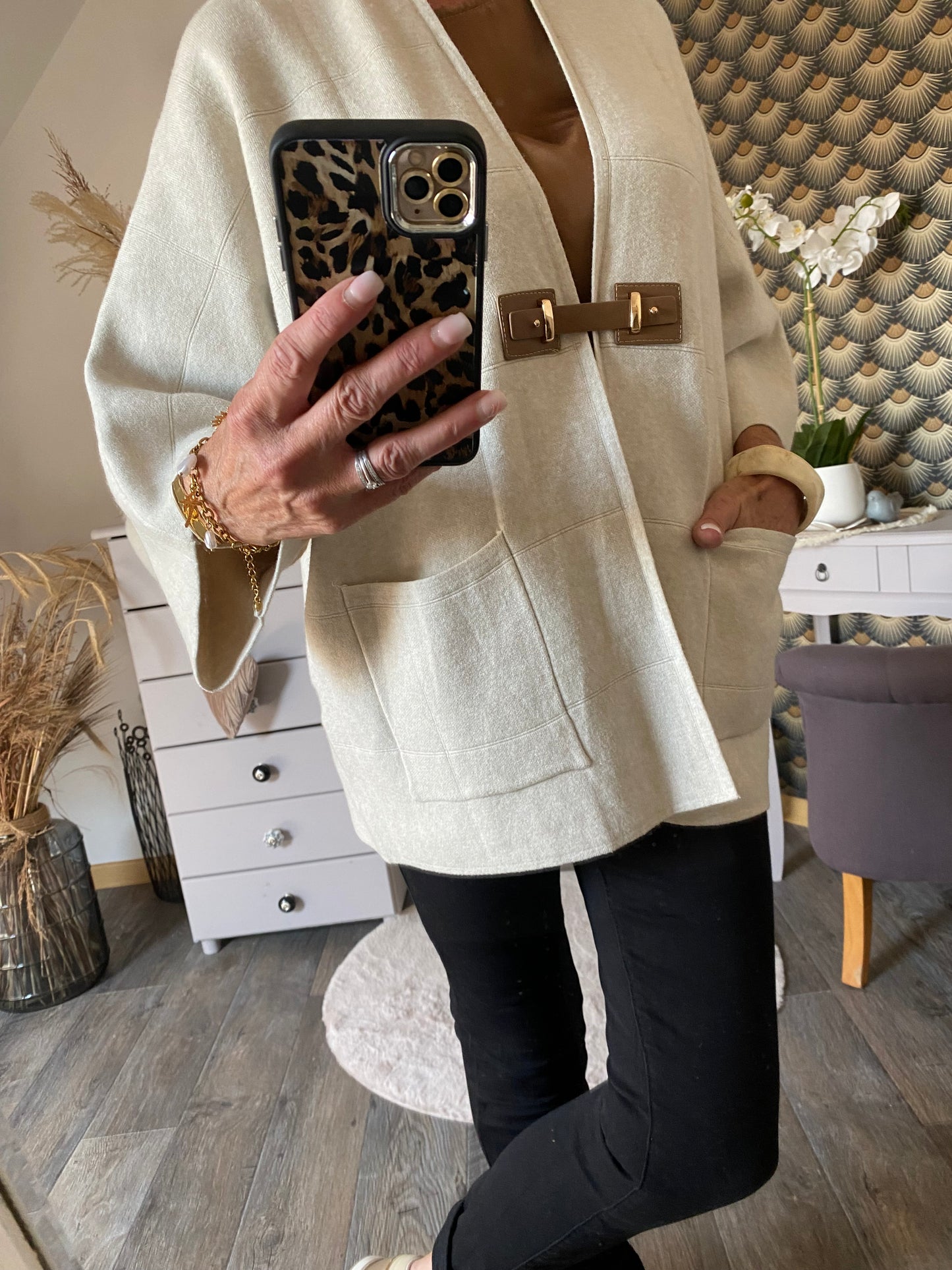 VESTE MG ECRU TU 36/44 PETIT 46