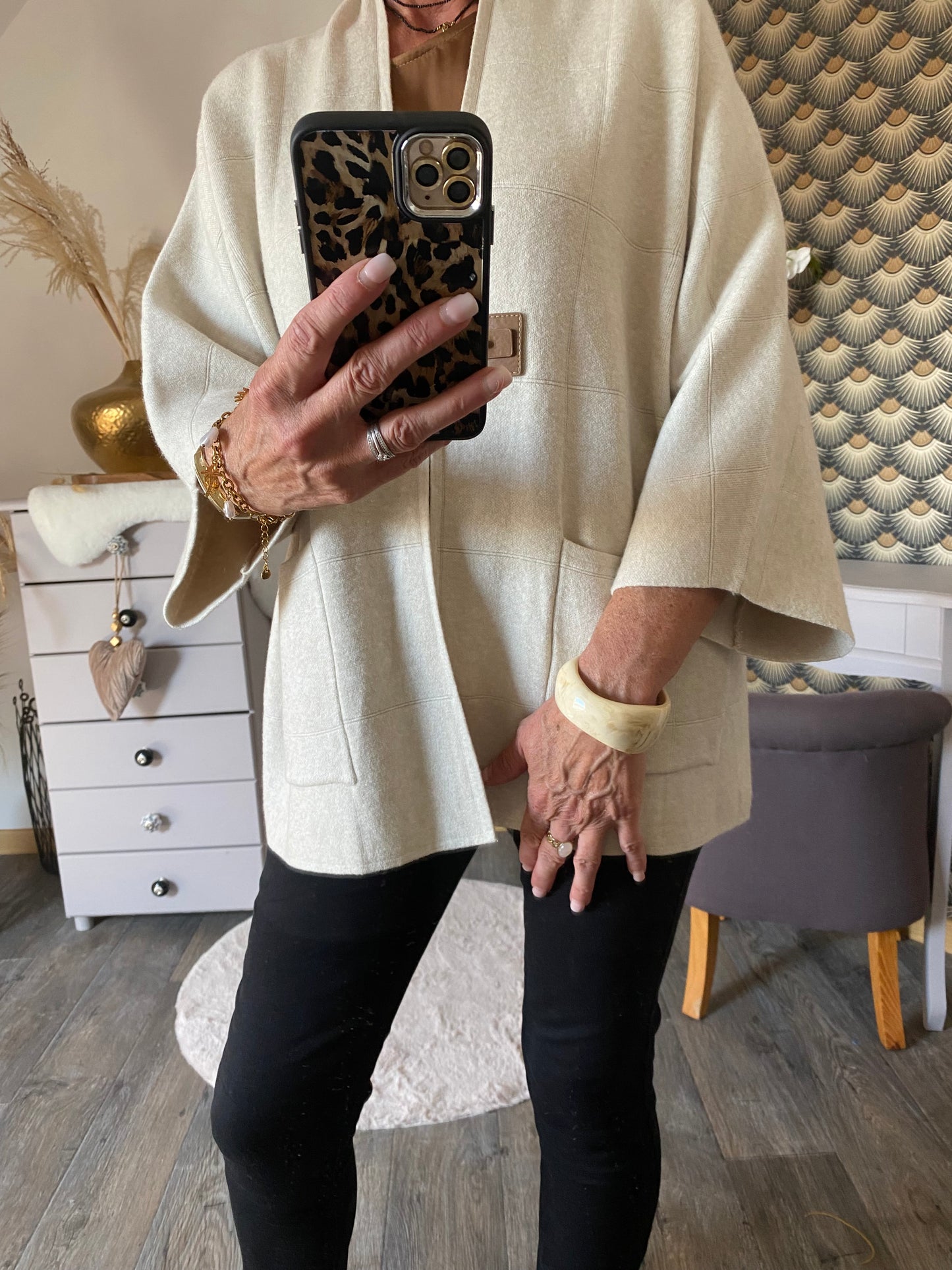 VESTE MG ECRU TU 36/44 PETIT 46
