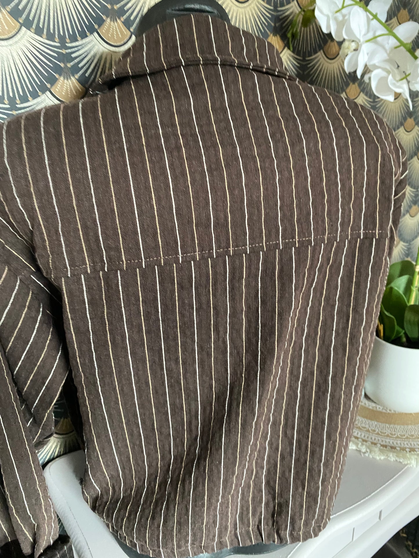 VESTE FINES RAYURES GRIS CHOCO TU 36/44