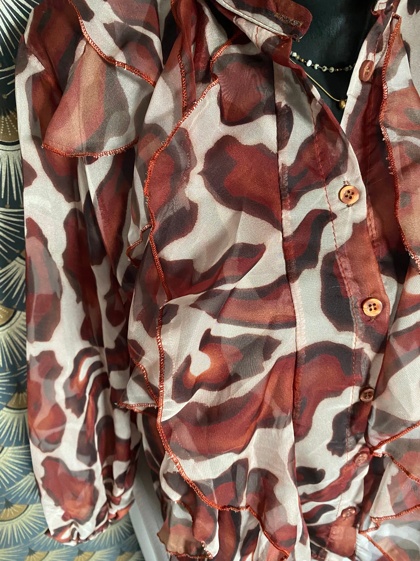 BLOUSE FROUFROU MANCHES LONGUES 36/40 petit 42 BRIQUE