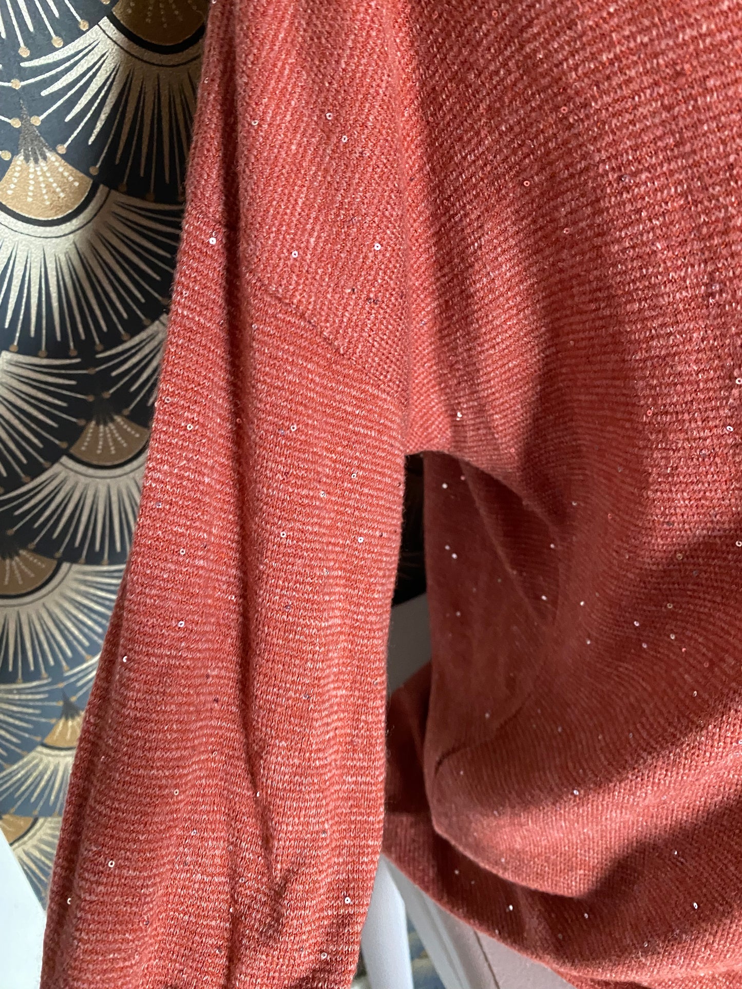 PULL FIN SEQUINS BRIQUE TU 38/42 petit 44