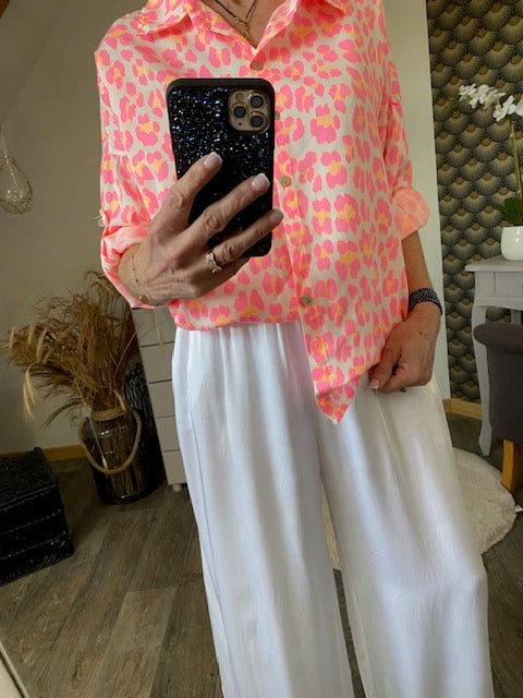 CHEMISE LEOPARD ROSE 36/44 TENCEL