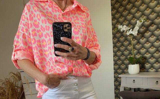 CHEMISE LEOPARD ROSE 36/44 TENCEL