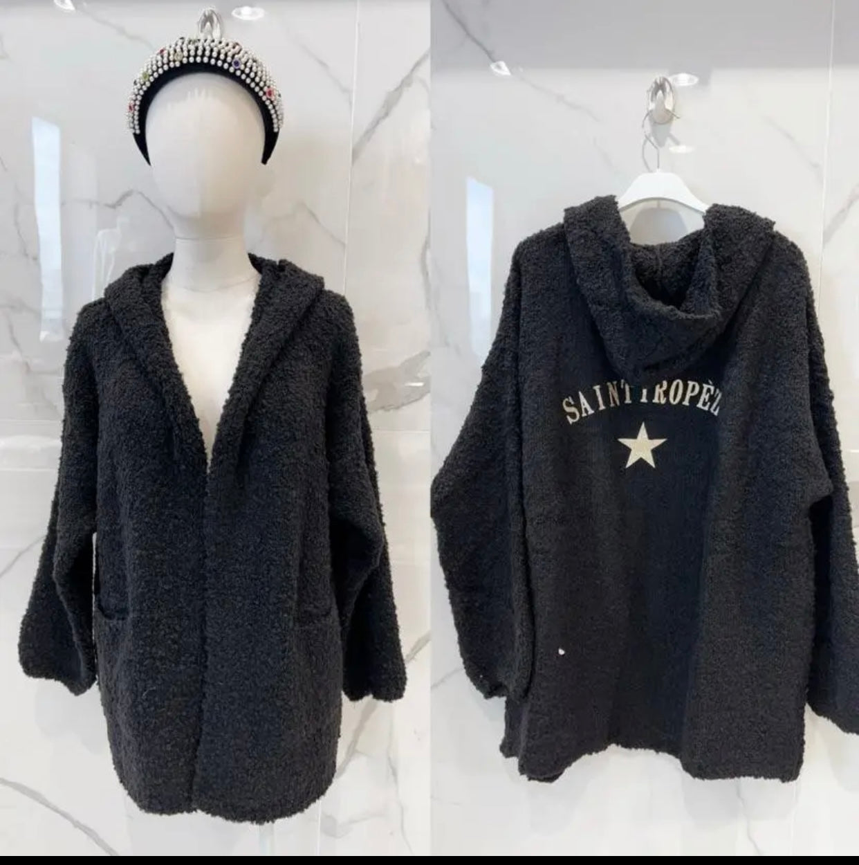 GILET MI LONG AVEC CAPUCHE TU 36/44 ALPAGA