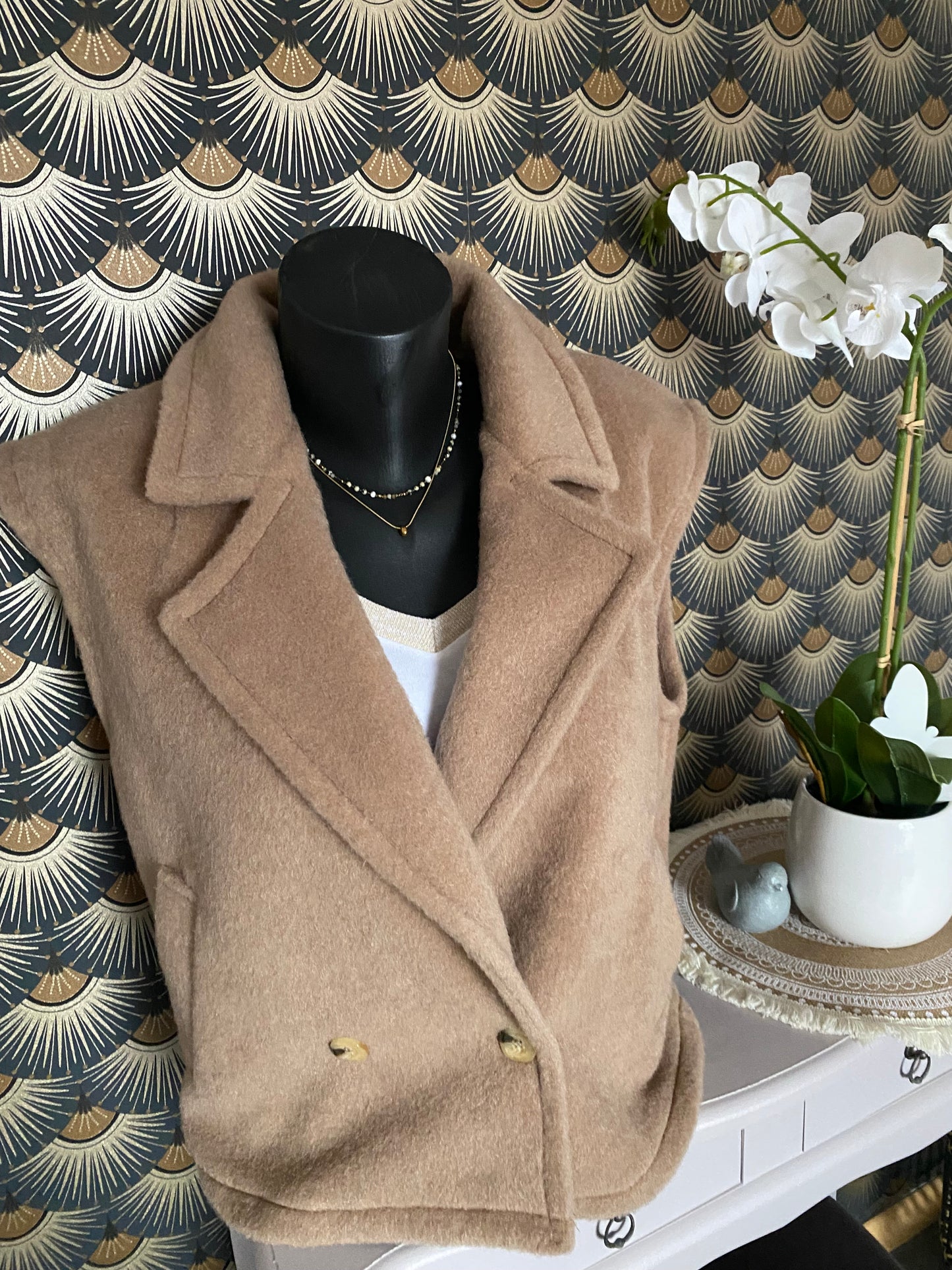GILET TEDY CAMEL TU 36/42