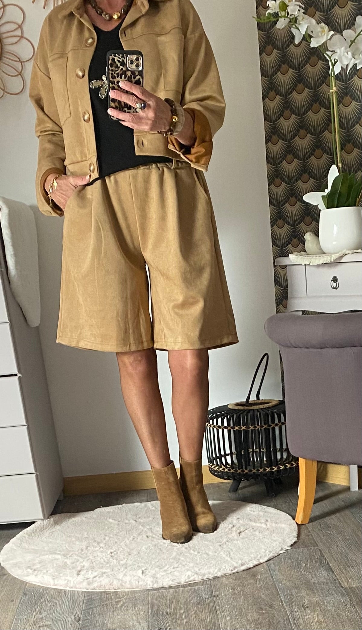VESTE CAMEL SUEDINE TU 36/44