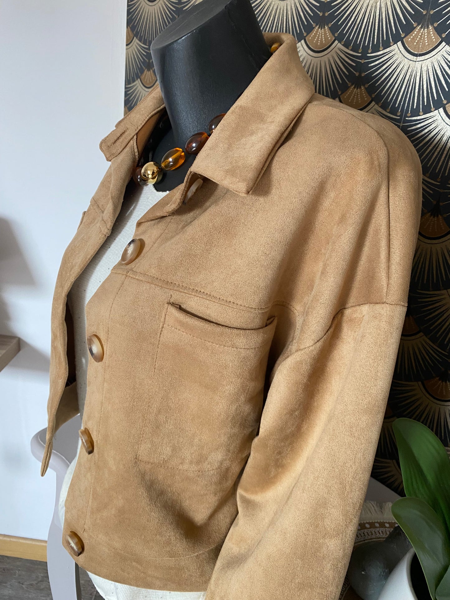 VESTE CAMEL SUEDINE TU 36/44