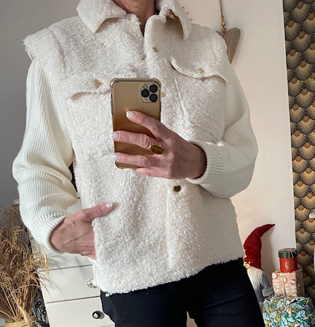 VESTE PILOU ECRU TAILLE S OUM