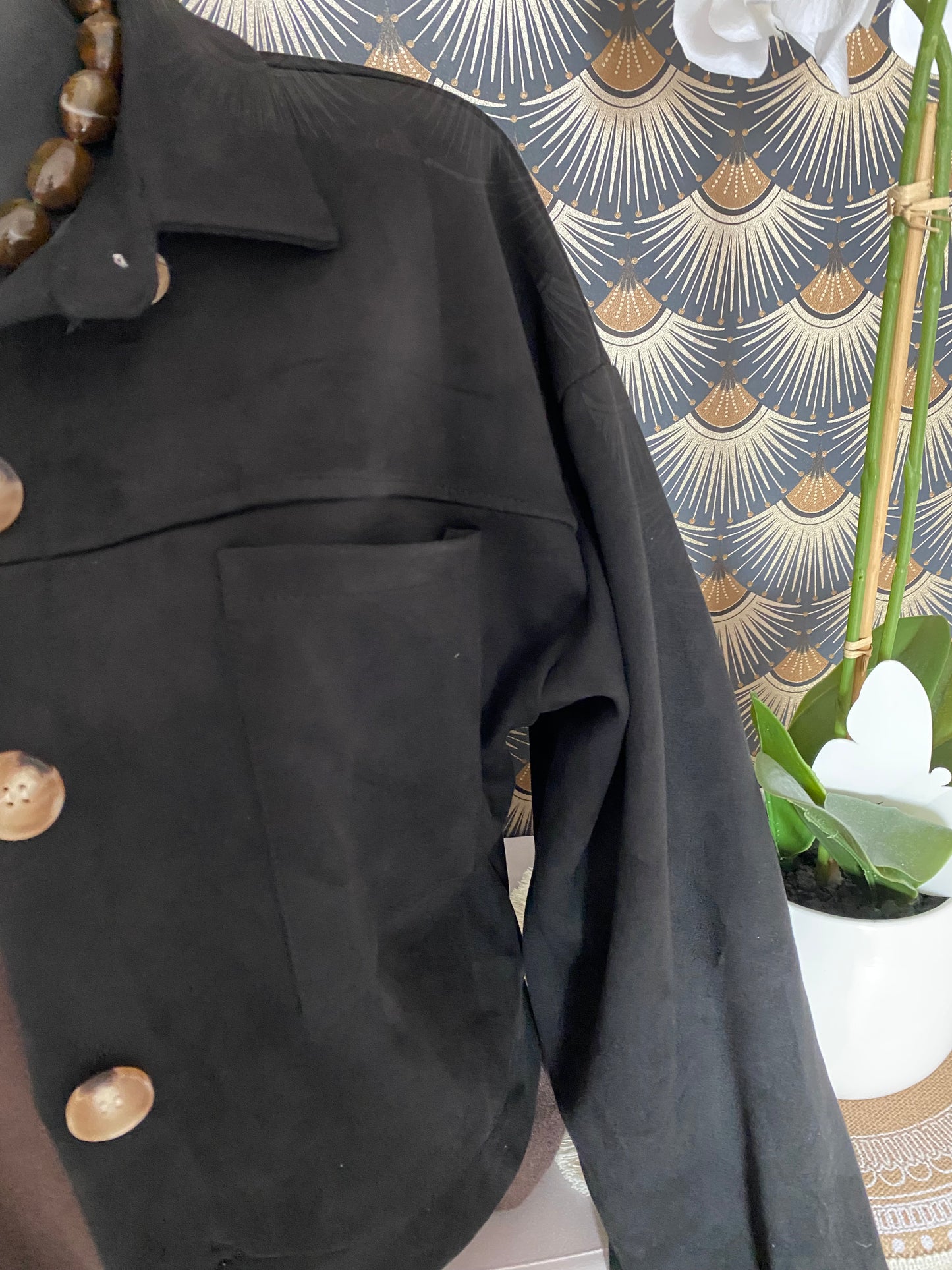 VESTE NOIRE SUEDINE TU 36/44
