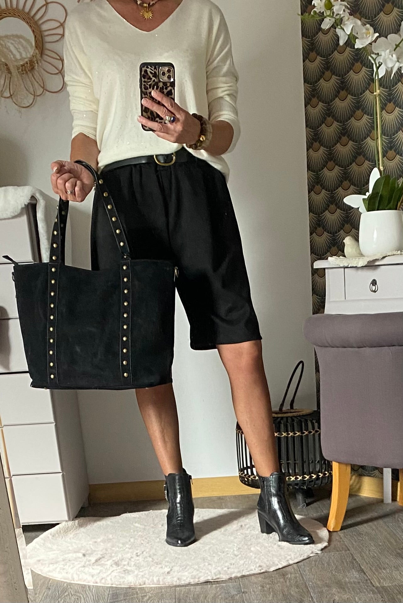 BERNUDA NOIR SUEDINE TU 38/44