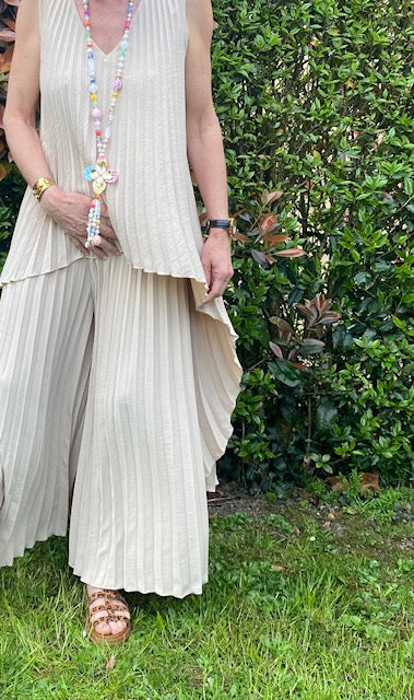 ENSEMBLE PANTALON PALMA ECRU TAILLE UNIQUE 36/46