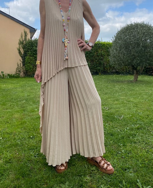 ENSEMBLE PANTALON PALMA ECRU TAILLE UNIQUE 36/46