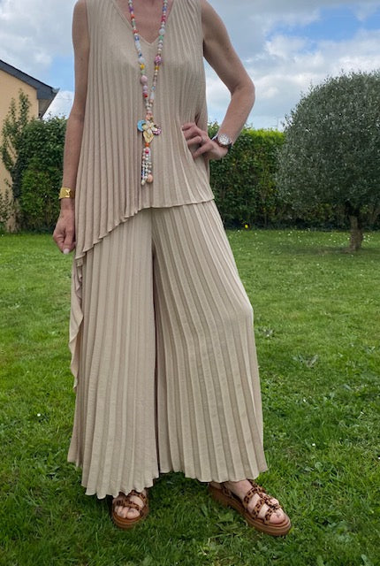 ENSEMBLE PANTALON PALMA ECRU TAILLE UNIQUE 36/46