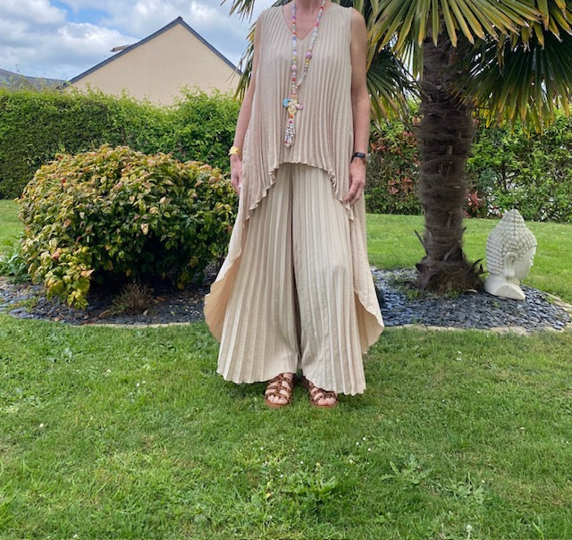 ENSEMBLE PANTALON PALMA ECRU TAILLE UNIQUE 36/46