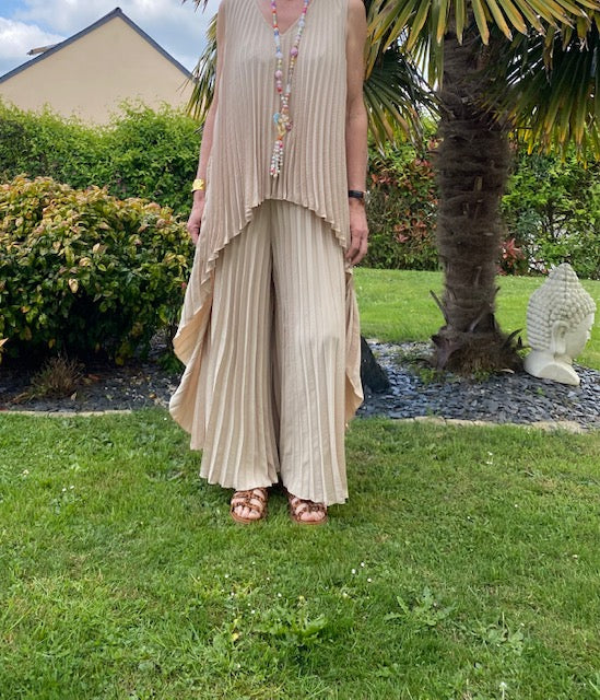 ENSEMBLE PANTALON PALMA ECRU TAILLE UNIQUE 36/46