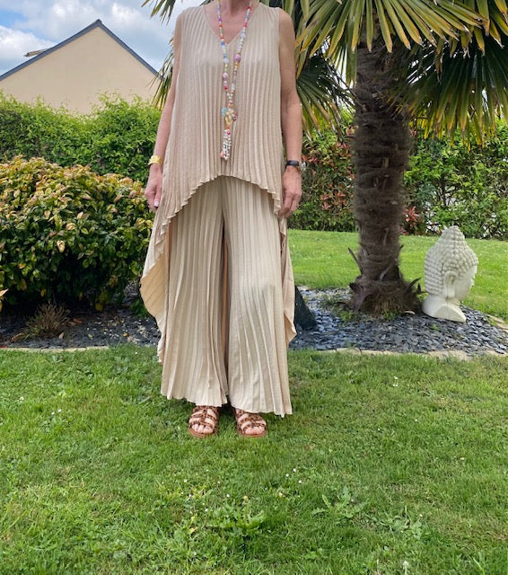 ENSEMBLE PANTALON PALMA ECRU TAILLE UNIQUE 36/46