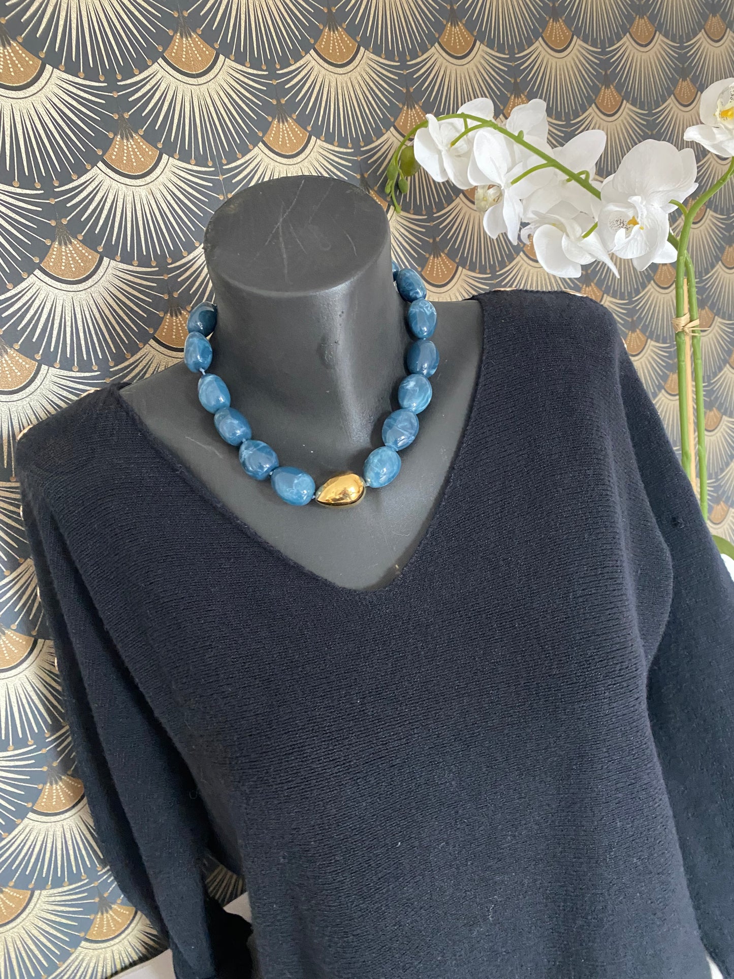 PULL BOUTONS DORES NOIR 36/44