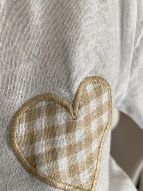 TEE SHIRT COEUR VICHY 6 COULEURS 36/42