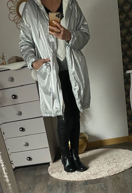MANTEAU PARKA ARGENTE 36 AU 44