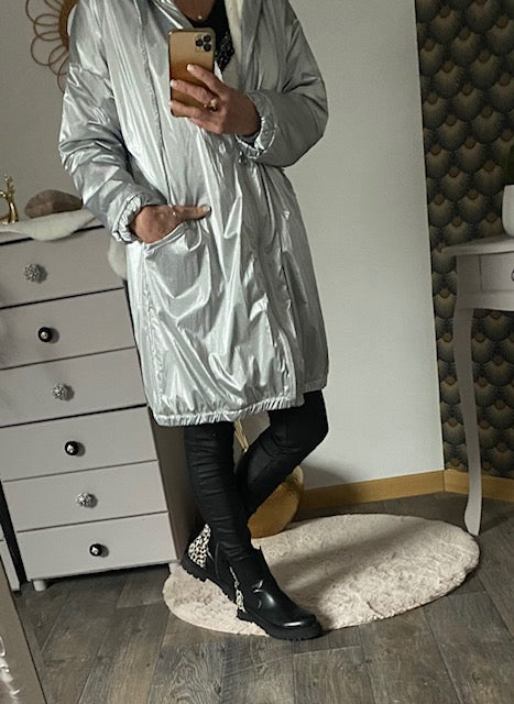 MANTEAU PARKA ARGENTE 36 AU 44