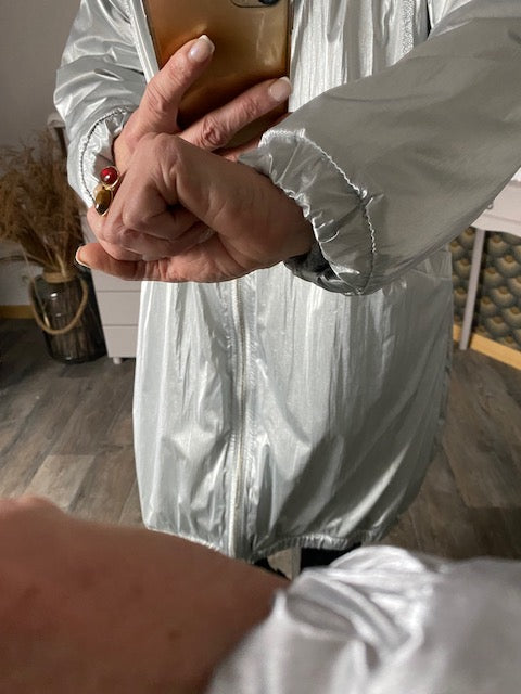 MANTEAU PARKA ARGENTE 36 AU 44