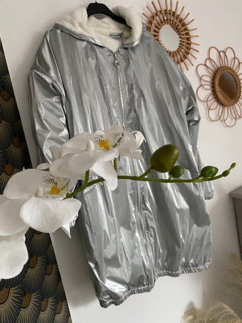 MANTEAU PARKA ARGENTE 36 AU 44