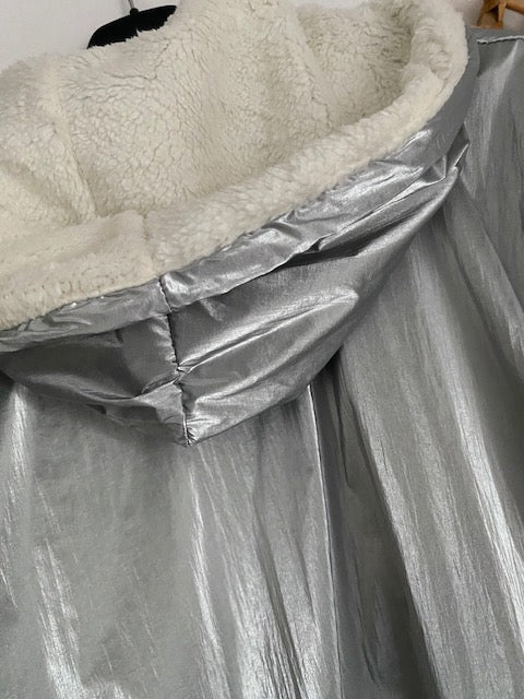 MANTEAU PARKA ARGENTE 36 AU 44