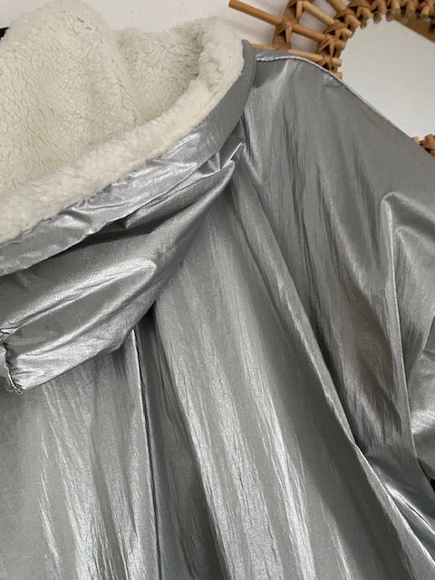 MANTEAU PARKA ARGENTE 36 AU 44