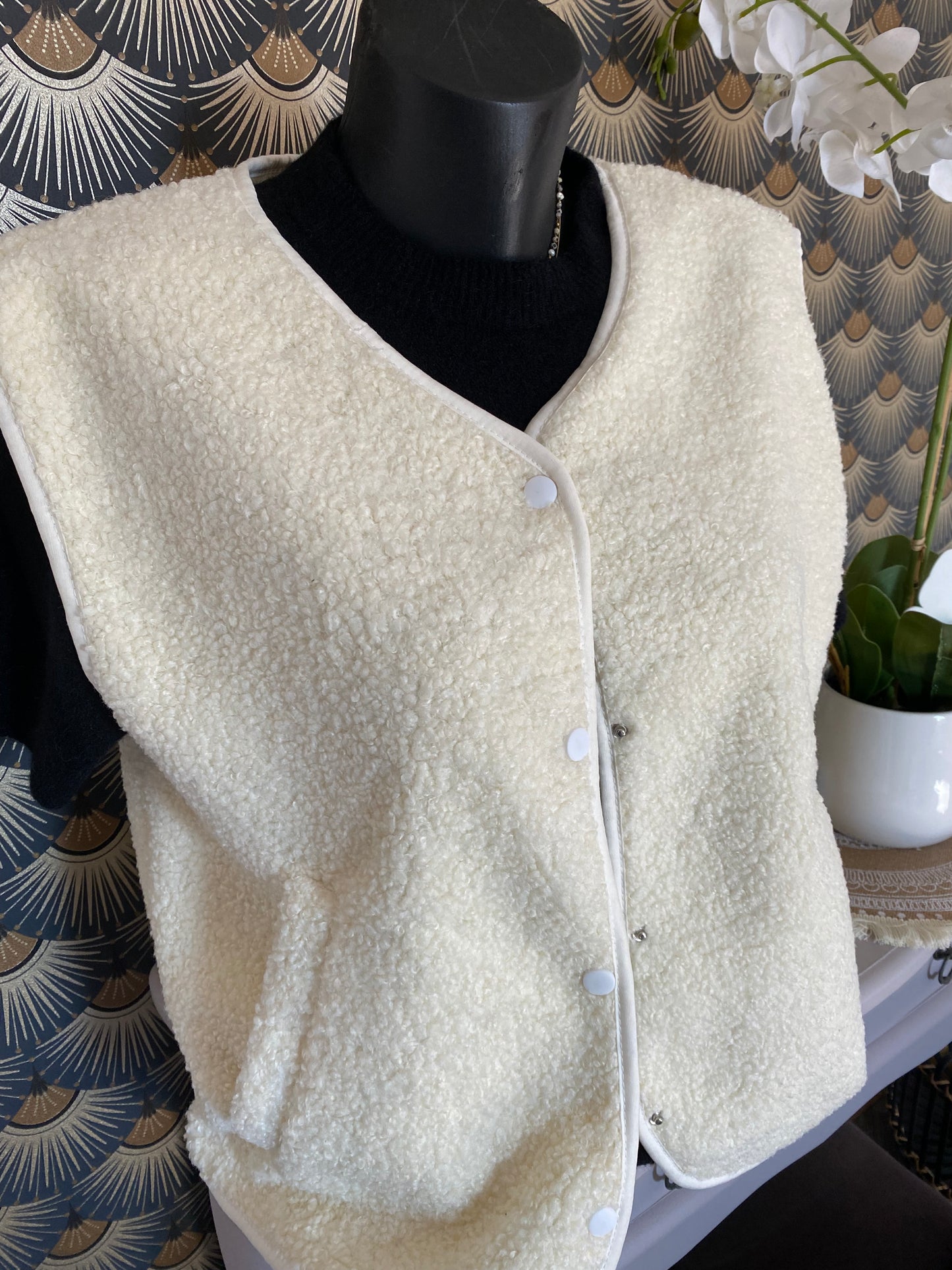 GILET BOUCLETTE 36/44 ECRU