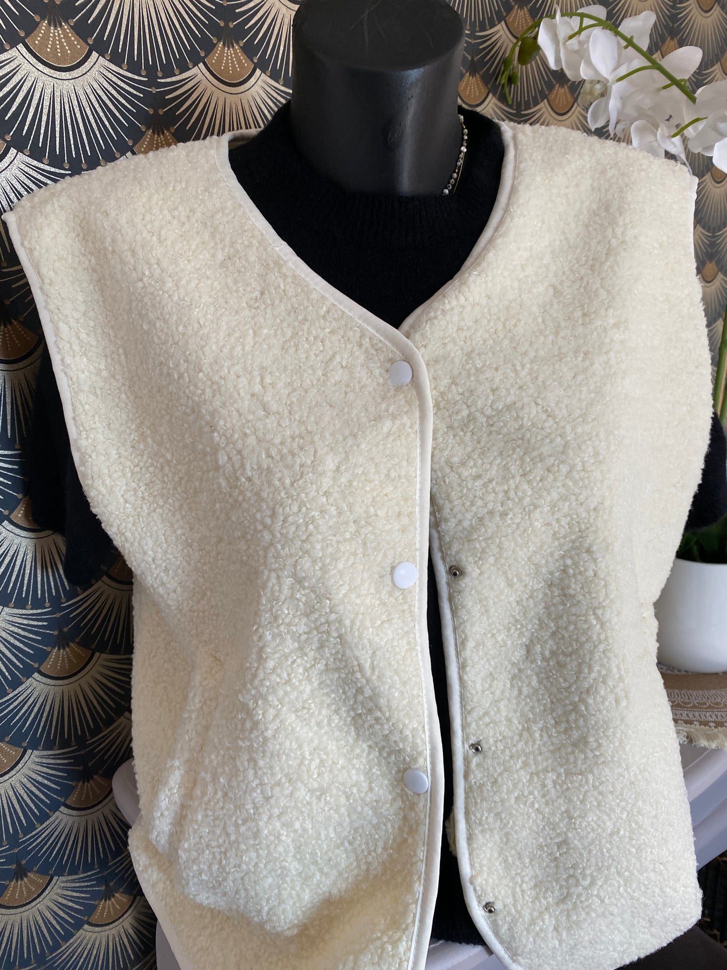 GILET BOUCLETTE 36/44 ECRU